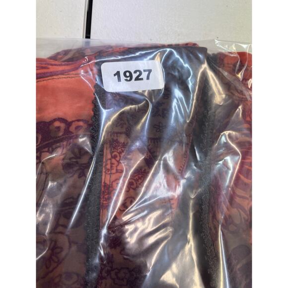 CATO Brown Orange Sheer Burnt Velvet Floral Paisley Fairycore Y2K Size Large - Picture 14 of 14